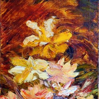 Painting titled "AUTUMN FLOWERS" by Teresa Wegrzyn, Original Artwork, Acrylic