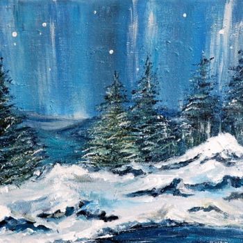 Pintura intitulada "WINTER NIGHT" por Teresa Wegrzyn, Obras de arte originais
