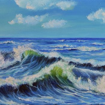 Painting titled "SEASCAPE III" by Teresa Wegrzyn, Original Artwork, Acrylic