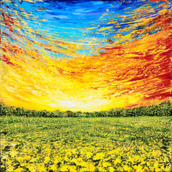 Painting titled "SUMMER GLOW" by Teresa Wegrzyn, Original Artwork, Acrylic