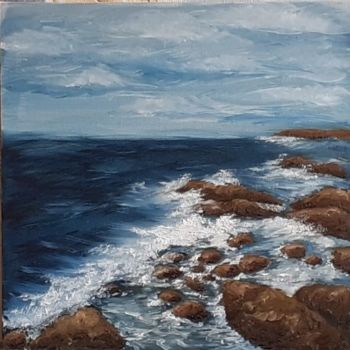 Painting titled "Неспокойное море" by Misha, Original Artwork, Oil