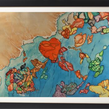 Pittura intitolato "Beach Glass Love" da Terry Cornelius, Opera d'arte originale, Acquarello