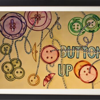 Schilderij getiteld "Button Up" door Terry Cornelius, Origineel Kunstwerk, Aquarel