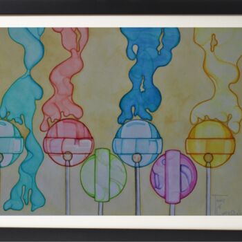Painting titled "CANDY LAND" by Terry Cornelius, Original Artwork, Watercolor