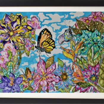 Pittura intitolato "Butterfly Garden" da Terry Cornelius, Opera d'arte originale, Acquarello