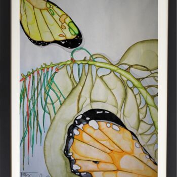 Painting titled "Majestic Butterflies" by Terry Cornelius, Original Artwork, Watercolor