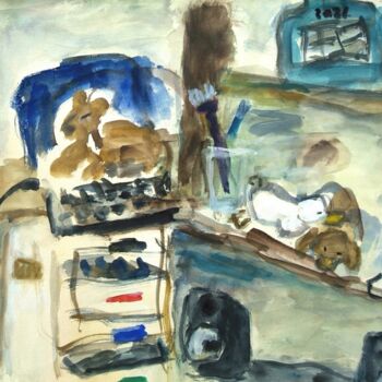 Pintura titulada "My room" por Terushige Matsumoto, Obra de arte original, Gouache