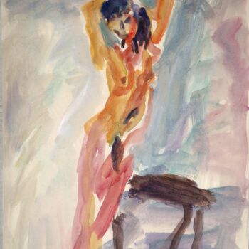 Watercolor standing nude