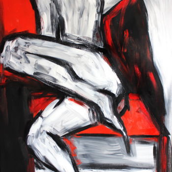 Painting titled "Women. red picture" by Victoria Teslimovka, Original Artwork, Oil