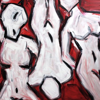 Painting titled "Red room" by Victoria Teslimovka, Original Artwork, Oil