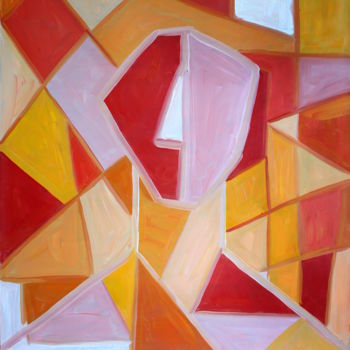 Painting titled "Triangle orange por…" by Victoria Teslimovka, Original Artwork, Oil