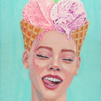 Картина под названием "Ice Cream" - Tetiana Bogdanova, Подлинное произведение искусства, Масло Установлен на Деревянная рама…