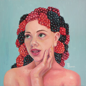 Painting titled "Blackberry" by Tetiana Bogdanova, Original Artwork, Oil Mounted on Wood Stretcher frame