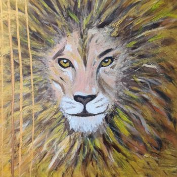 Malarstwo zatytułowany „Lion” autorstwa Tetiana Boliu, Oryginalna praca, Akryl