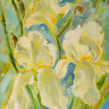 Картина под названием "Vanilla-colored iri…" - Tetiana Chorna, Подлинное произведение искусства, Масло