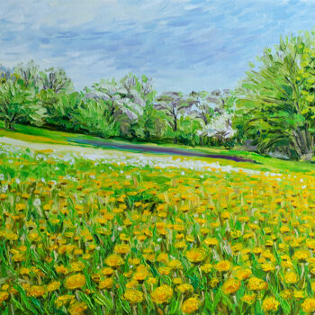 Painting titled "A valley of wildflo…" by Tetiana Chorna, Original Artwork, Oil