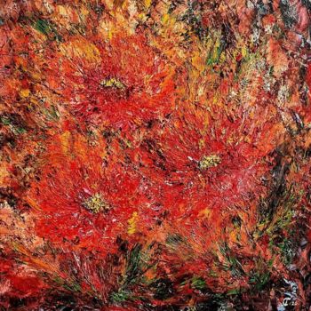 Painting titled "" Fire flowers "" by Tetiana Chubukova, Original Artwork, Oil