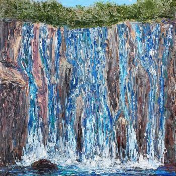 Картина под названием "" Blue Waterfall "" - Tetiana Chubukova, Подлинное произведение искусства, Масло