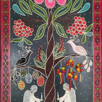 Pintura titulada "Дерево Рода" por Tetiana Fursa, Obra de arte original, Cuero