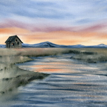 绘画 标题为“The Marshlands” 由Tetiana Koda, 原创艺术品, 水彩