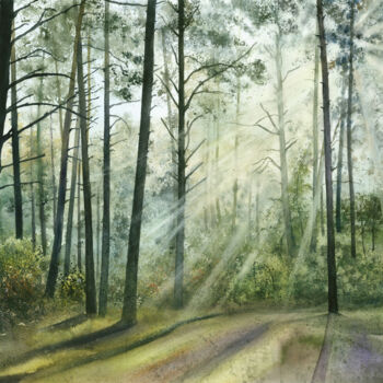 Картина под названием "Morning In The Fore…" - Tetiana Koda, Подлинное произведение искусства, Акварель