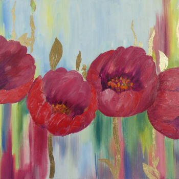 Painting titled "Spring flowers" by Tetiana Kosenko, Original Artwork, Oil Mounted on Wood Stretcher frame