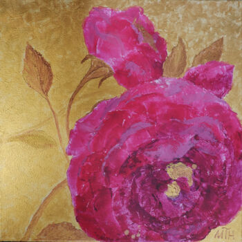 Painting titled "Purple roses" by Tetiana Kosenko, Original Artwork, Acrylic