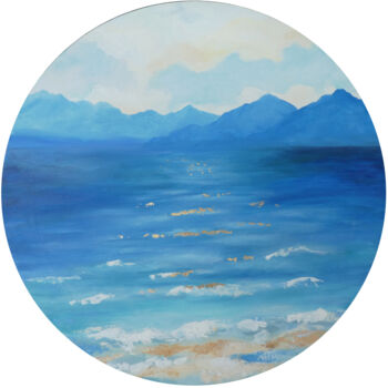Painting titled "Sea" by Tetiana Kosenko, Original Artwork, Oil Mounted on Wood Stretcher frame