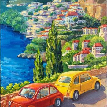 Картина под названием "Red and yellow" - Tetiana Kovtun, Подлинное произведение искусства, Акрил Установлен на Деревянная ра…