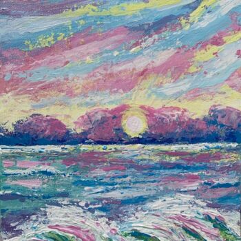 Картина под названием "The sea that plays" - Tetiana Kovtun, Подлинное произведение искусства, Акрил Установлен на Деревянна…