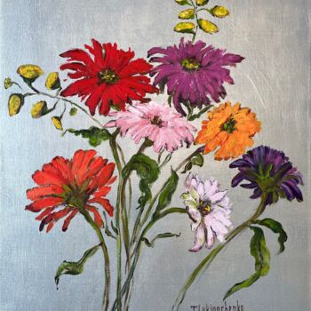 Картина под названием "Game of flowers" - Tetiana Lukianchenko, Подлинное произведение искусства, Акрил