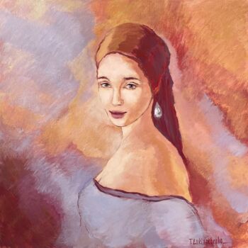 Pittura intitolato "The Girl with a pea…" da Tetiana Lukianchenko, Opera d'arte originale, Acrilico