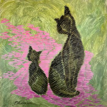 Peinture intitulée "Black cats" par Tetiana Lukianchenko, Œuvre d'art originale, Huile