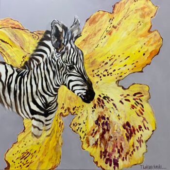 Peinture intitulée "Yellow orchid" par Tetiana Lukianchenko, Œuvre d'art originale, Acrylique