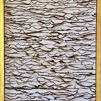 Collages getiteld "Paper art on wooden…" door Tetiana Sanzharovska, Origineel Kunstwerk, Plakband