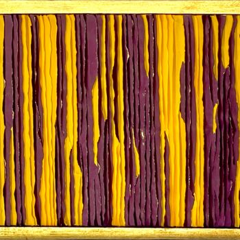 Collages intitulée "Violet yellow panel" par Tetiana Sanzharovska, Œuvre d'art originale, Ruban adhésif