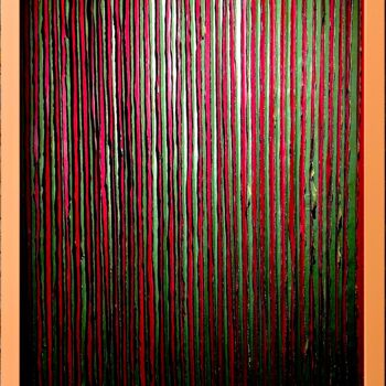 拼贴 标题为“Green and red panel” 由Tetiana Sanzharovska, 原创艺术品, 胶带