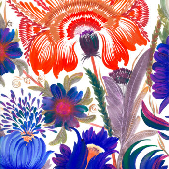Pittura intitolato "Blooming garden, se…" da Tetiana Savchenko, Opera d'arte originale, Gouache
