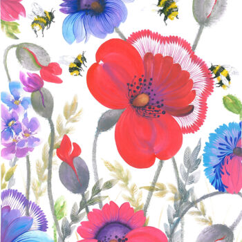 绘画 标题为“Field flowers 4” 由Tetiana Savchenko, 原创艺术品, 水粉