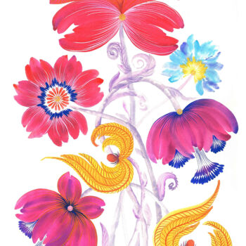 「Bouquet of flowers」というタイトルの絵画 Tetiana Savchenkoによって, オリジナルのアートワーク, グワッシュ水彩画
