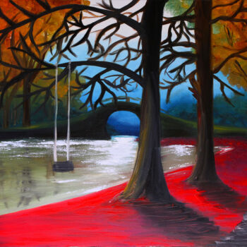 Peinture intitulée "Autumn Oasis Tranqu…" par Tetiana Surshko (SurshkoArt), Œuvre d'art originale, Huile Monté sur Châssis e…