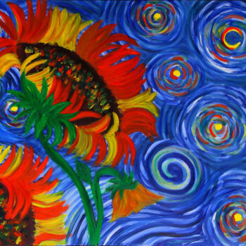 Schilderij getiteld "Vibrant Sunflowers…" door Tetiana Surshko (SurshkoArt), Origineel Kunstwerk, Olie