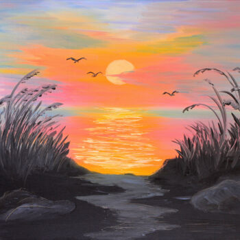 Schilderij getiteld "Vibrant Coastal Sun…" door Tetiana Surshko (SurshkoArt), Origineel Kunstwerk, Olie