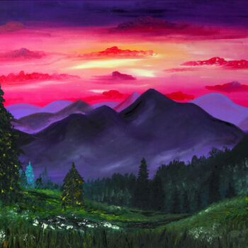 Peinture intitulée "Rocky mountains Pai…" par Tetiana Surshko (SurshkoArt), Œuvre d'art originale, Huile