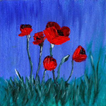 Картина под названием "Red tulip flower Pa…" - Tetiana Surshko (SurshkoArt), Подлинное произведение искусства, Масло