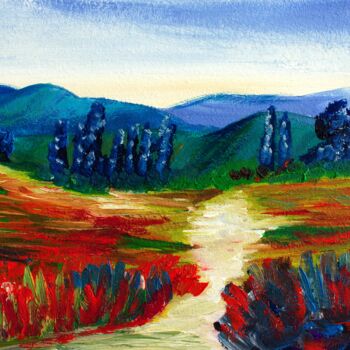 Картина под названием "Field landscape Pai…" - Tetiana Surshko (SurshkoArt), Подлинное произведение искусства, Масло