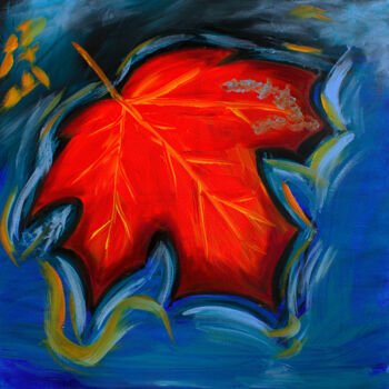 Картина под названием "Modern leaf art Pai…" - Tetiana Surshko (SurshkoArt), Подлинное произведение искусства, Масло