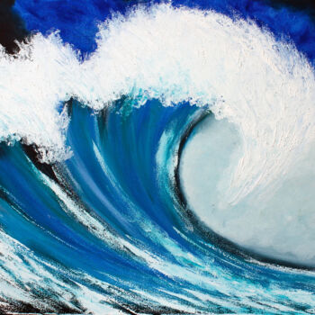 Painting titled "Large ocean wave Pa…" by Tetiana Surshko (SurshkoArt), Original Artwork, Oil