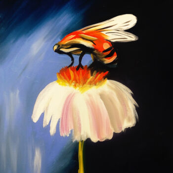Pittura intitolato "Honey Bee Art Paint…" da Tetiana Surshko (SurshkoArt), Opera d'arte originale, Olio