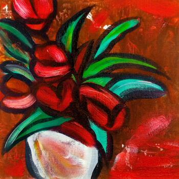 Картина под названием "Oil tulip painting…" - Tetiana Surshko (SurshkoArt), Подлинное произведение искусства, Масло